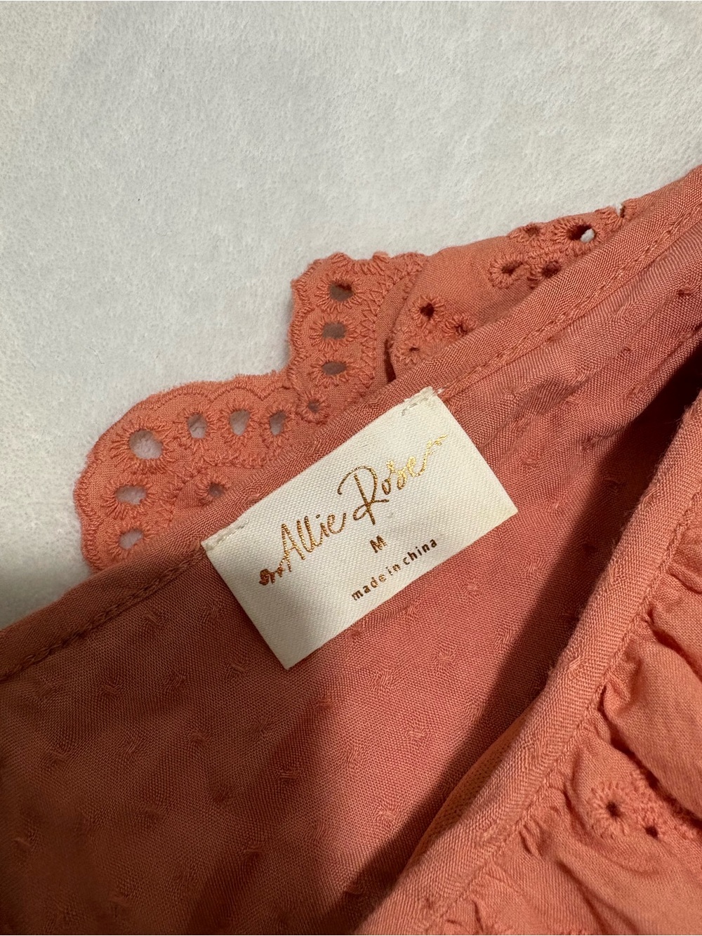 Allie Rose Rust Eyelet Ruffle V-Neck Romper - Picture 8 of 8